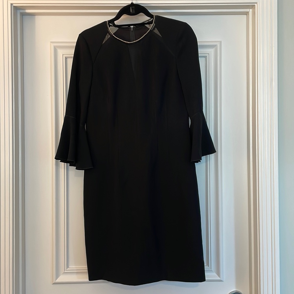Elie Tahari Black Dress with Beautiful Neckline Detail, Size 6
